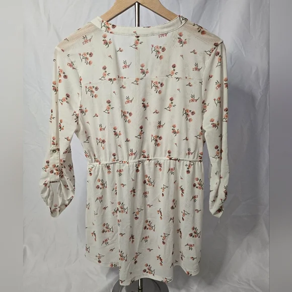Sirenlily Maternity Floral Tunic Blouse Long Sleeve Drawstring Waist Size Large - Picture 4 of 5